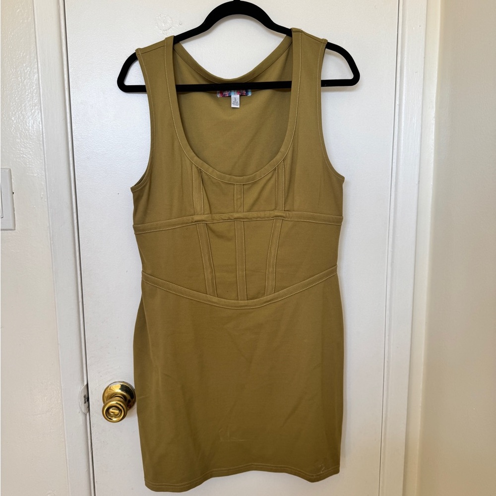 Urban Outfitters Corset Dress in Khaki Green! Size large.